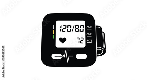 blood pressure monitor silhouette with digital display and cuff high quality professional detailed modern elegant stylish clean crisp vibrant colorful creative