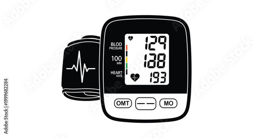 blood pressure monitor silhouette with cuff and digital display high quality professional detailed modern elegant stylish clean crisp vibrant colorful creative
