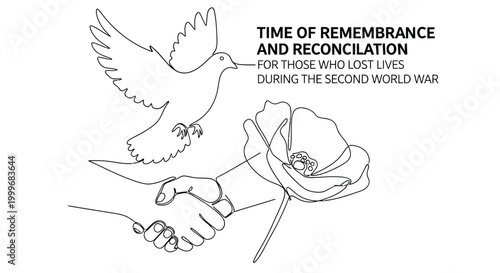 time of remembrance and reconciliation illustration with dove and hands