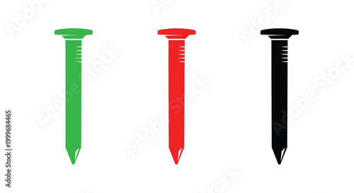 Bild auf Leinwand Three nails in different colors isolated silhouette
