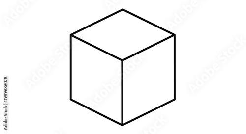 Cube shape isolated on white background silhouette