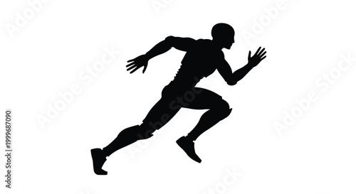 Silhouette of a man running fast representing bionic performance or high-tech fitness and athletics.