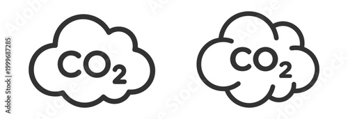 carbon dioxide cloud icon outline set, environment pollution gas symbol collection on transparent background