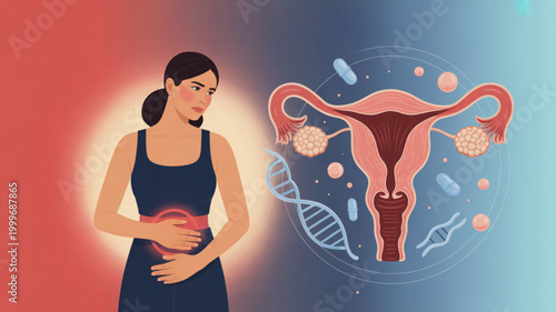 Woman with painful menstrual cramps.