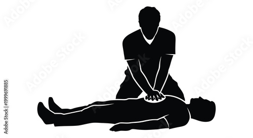 person performing cpr on another person silhouette high quality professional detailed modern elegant stylish clean crisp vibrant colorful digital creative innovative