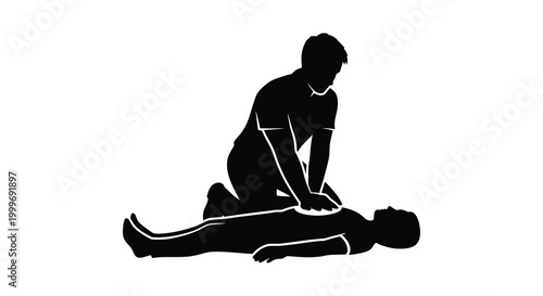 person performing cpr on another person silhouette high quality professional detailed modern elegant stylish clean crisp vibrant colorful digital creative innovative