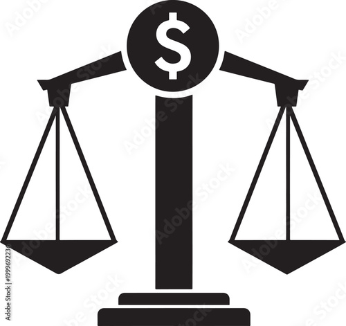 Financial justice scale icon with dollar symbol