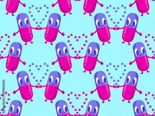Medicine seamless pills pattern for wrapping paper and doctor clothes and packaging and medical accessories
