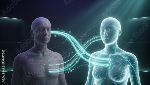 AI Longevity Digital Twin Current vs Optimized Healthspan Clean Scene