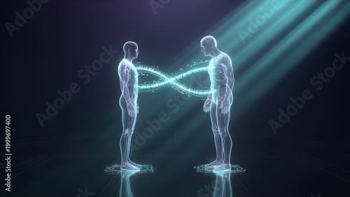 Futuristic Predictive Longevity Digital Twin Minimal Holographic Visualization