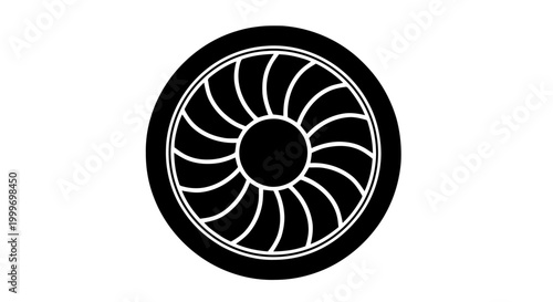 Vector illustration of turbine fan engine icon graphic on a transparent background