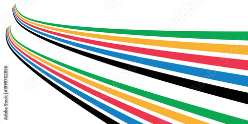 Five Color Lines Dynamic Design Colorful modern illustration