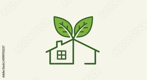 Foto A green leafy house illustration symbolizes eco-friendly living spaces with plants