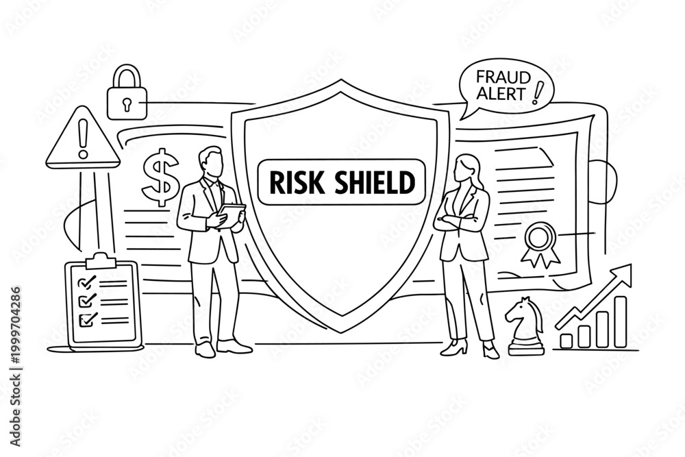 Fototapeta premium Business professionals strategizing to protect against financial risks and fraud alerts