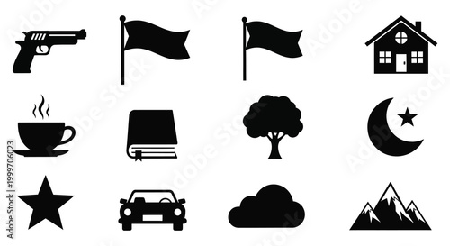 set of various icons in silhouette style high quality professional detailed modern elegant stylish clean crisp vibrant colorful digital creative innovative