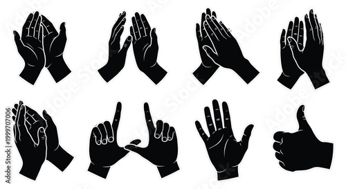 set of hand gestures in various positions silhouette high quality professional detailed modern elegant stylish clean crisp vibrant colorful digital creative