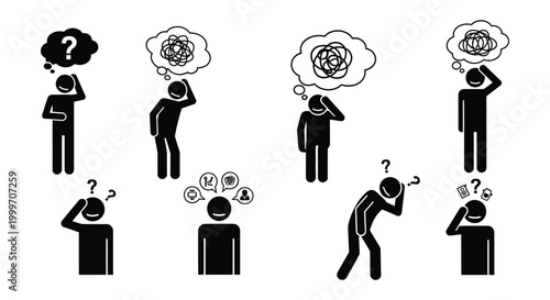 thinking people silhouettes with thought bubbles and question marks silhouette high quality professional detailed modern elegant stylish clean crisp vibrant colorful