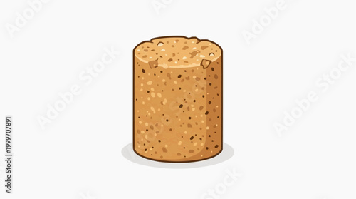 A detailed illustration of a cork, essential for sealing bottles and preserving contents, is displayed on the platform. The image highlights its cylindrical shape, texture, and natural appearance.