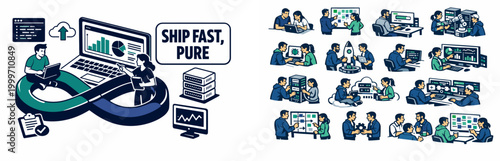 DevOps methodology illustration showing continuous integration and deployment cycles