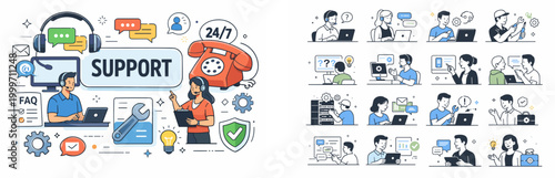 Customer support team providing technical assistance and solutions 24/7