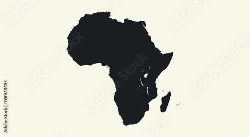 Black silhouette of the continent of Africa on a light background.