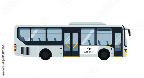 Airport shuttle bus flat vector illustration isolated on white background.