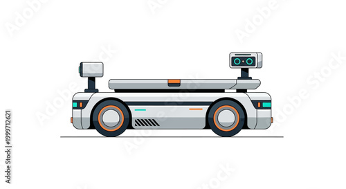 Side view illustration of an autonomous warehouse delivery robot