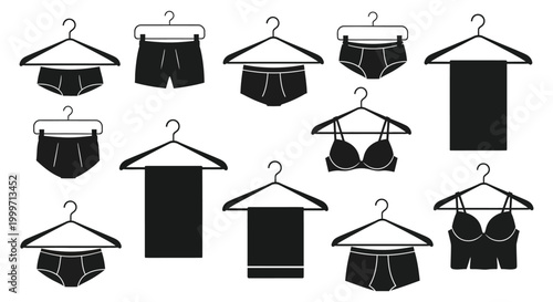 underwear and towels on hangers silhouette high quality professional detailed modern elegant stylish clean crisp vibrant colorful digital creative innovative contemporary