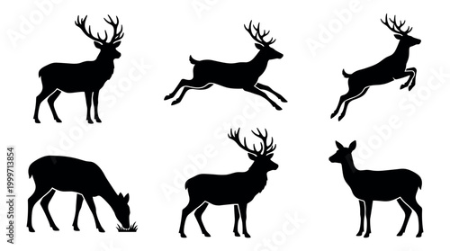 Dynamic deer showcase captivating silhouettes of majestic animals in nature artistic representation serene environment