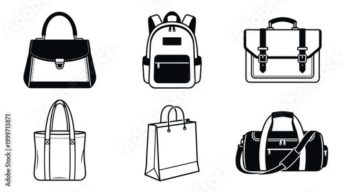 Stylish bags and backpacks showcase modern mall graphic design urban environment eye-level view fashion concept