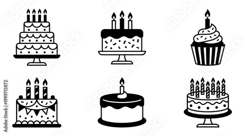 Delightful birthday celebration cakes and cupcakes festive home setting graphic cheerful environment