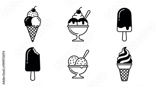 Delicious ice cream treats summer festival digital illustration fun environment top view sweet delight