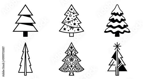 Decorative christmas tree designs festive holiday season graphic art studio environment creative perspective