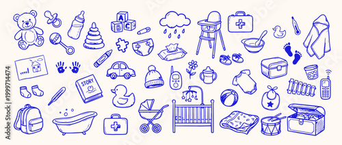 Nurturing Essentials: An array of baby essentials, from cuddly toys to practical supplies, thoughtfully arranged to create a world of comfort and care for little ones.
