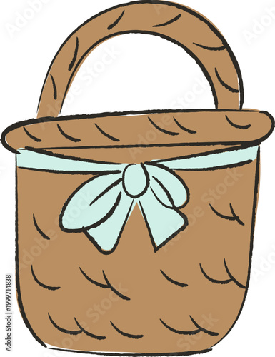 Basket With Bow Hand Drawn