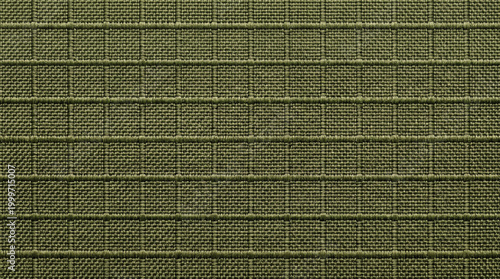 Macro of Ripstop Nylon Fabric with Reinforcing Grid Pattern in Olive Green