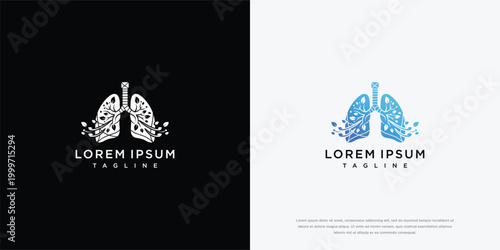 Abstract Lungs Logo with Floral and Digital Elements