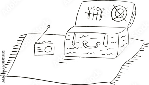 Picnic Basket On Blanket Doodle