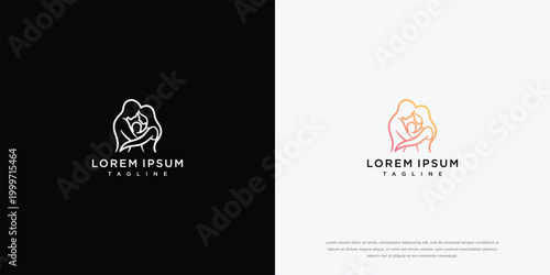 Family Logo Design with Two Figures Embracing
