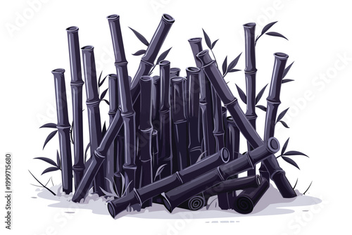 bamboo charcoal sticks isolated illustration