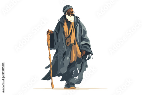 black man as a wizard isolated