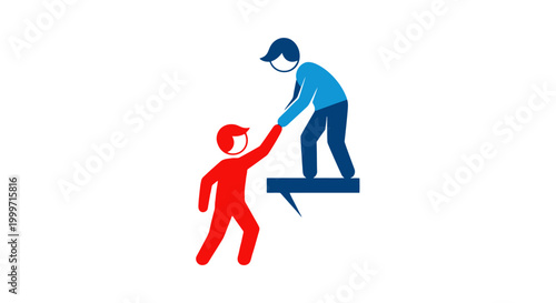 A person helping another person up.