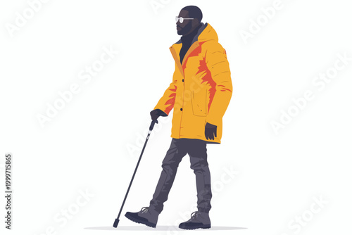 black man with cane cane isolated