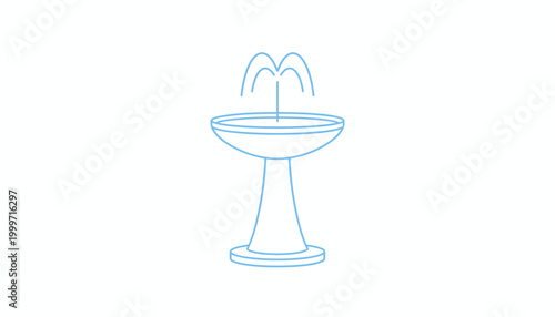 Blue, minimalist fountain icon, vector illustration, water feature symbol, decorative element