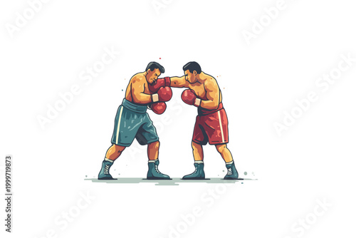 Boxer getting punched during a boxing match isolated