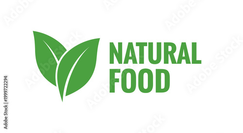 Fresh natural food logo with leaves symbolizes healthy eating lifestyle choices