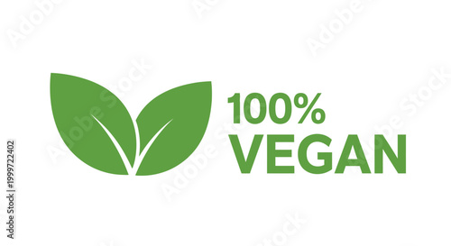 Vegan logo with green leaves and text on white background