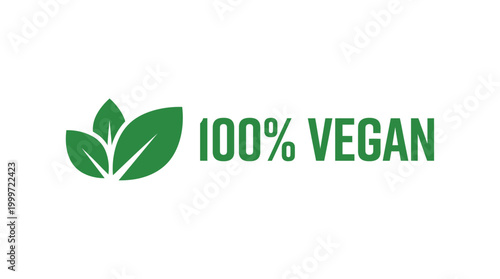 Green vegan logo with leaves and text on white background
