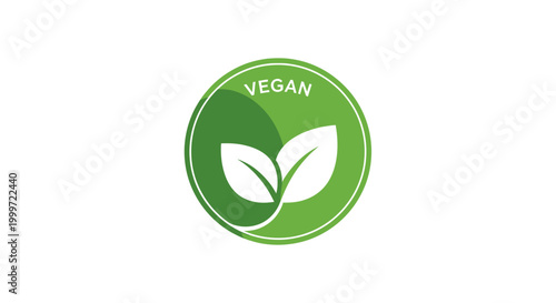 A vegan logo with a leaf design is shown on a white background