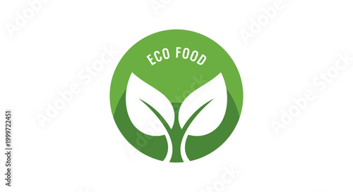 A green circle logo featuring two leaves and 'ECO FOOD' text on a white background